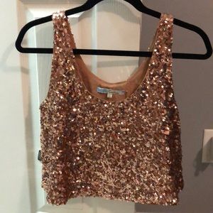 Gold sequenced flowey crop top